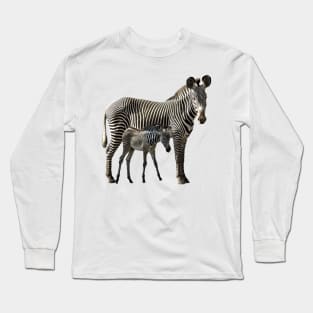 Grevy Zebra Mama with Baby in Kenya / Africa Long Sleeve T-Shirt